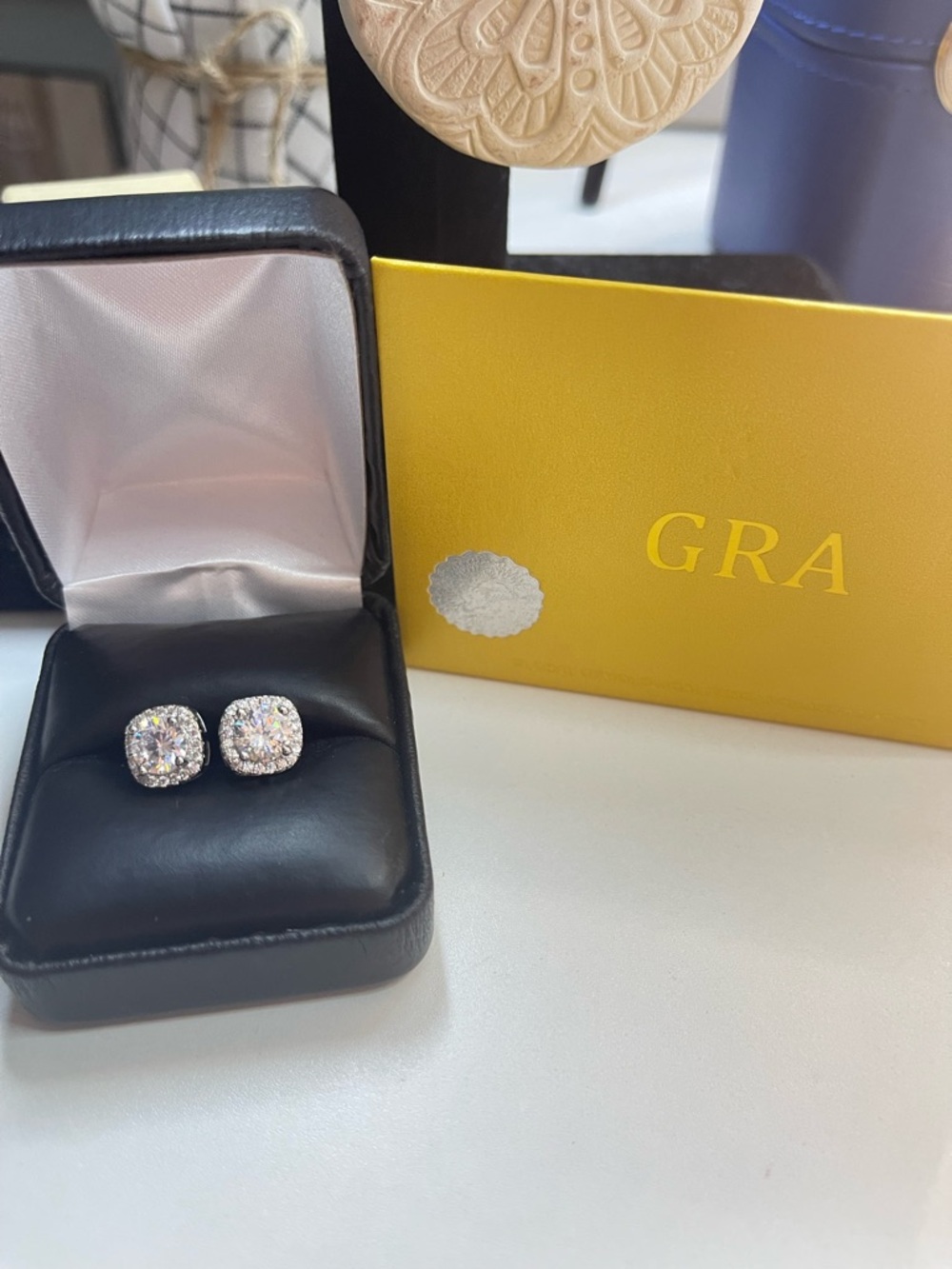 Sterling Silver 4ct of Moissanite Silver Halo Stud Earrings